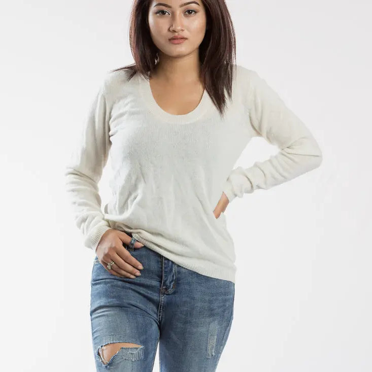 Full Sleeved Pure Pashmina Round Neck Top - Best HimalayaBest Himalaya