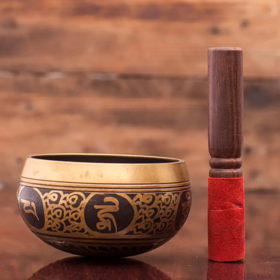 Golden Etching Tibetan Singing Bowl A Handmade Masterpiece - Best HimalayaBest Himalaya
