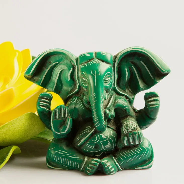 Green Ganesh Statue Resin - Best HimalayaBest Himalaya