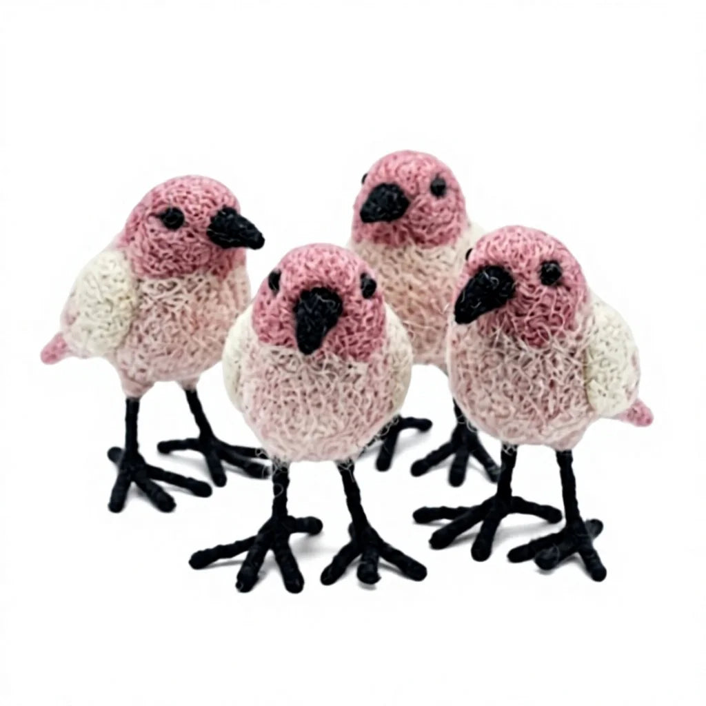 Felt Wool Bird Ornament Small Pink White Christmas Decoration – handmade by Best Himalaya