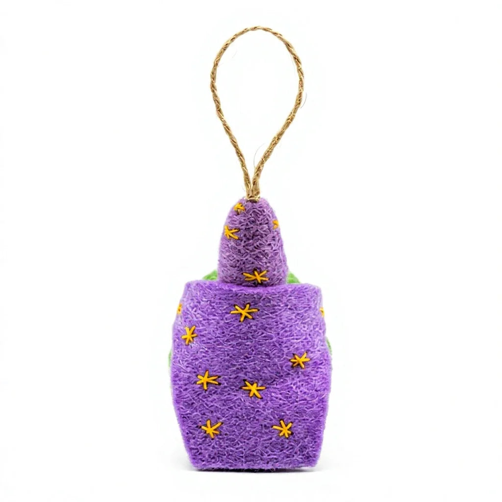 Felt Wool Frog Christmas Ornament with Purple Wizard Hat and Star Details Handmade Cartoon Animal Decor Small Wall Hanging – view 4