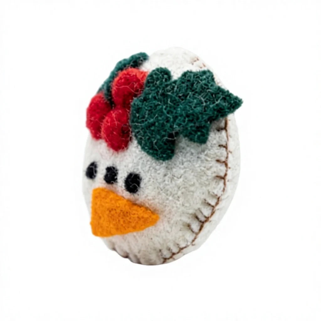 Felt Wool Snowman Ornament with Holly Embroidery Cartoon Christmas – view 4