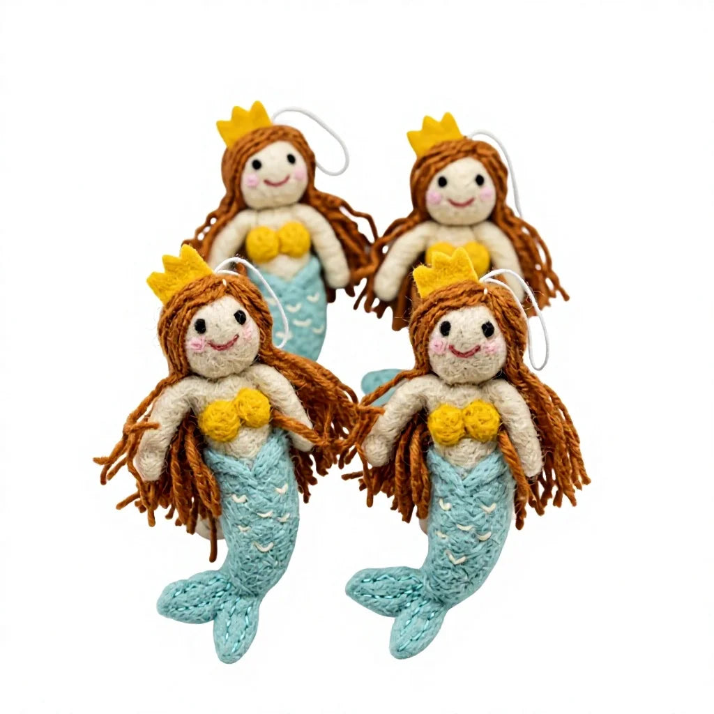 Felt Wool Christmas Ornament with Crown Cartoon Doll Wall Hanging Indoor Decoration Small Handmade Eco-Friendly Wool Felt – handmade by Best Himalaya