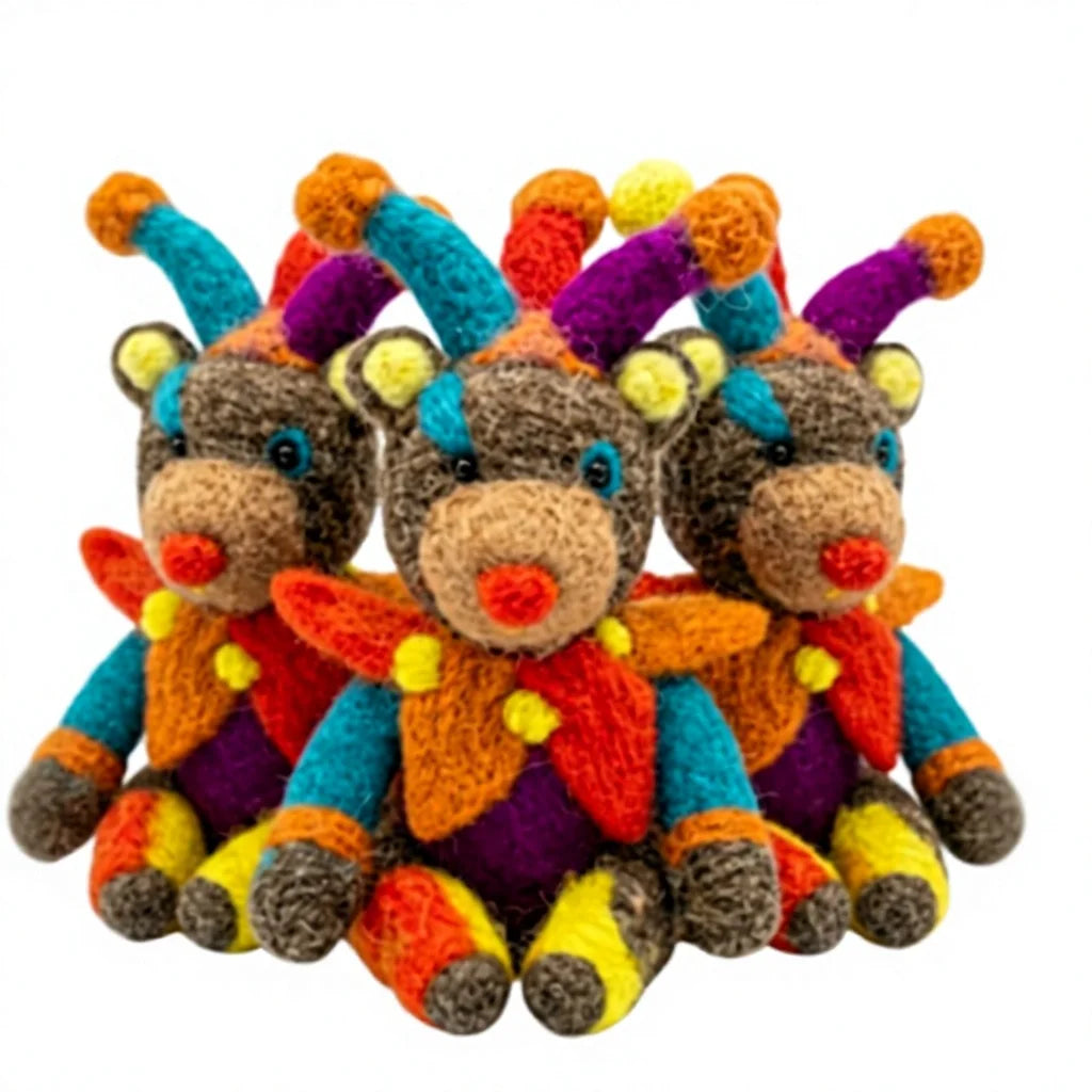 Felt Wool Jester Monkey Christmas Handmade Cartoon Animal Indoor Holiday Decor – handmade by Best Himalaya