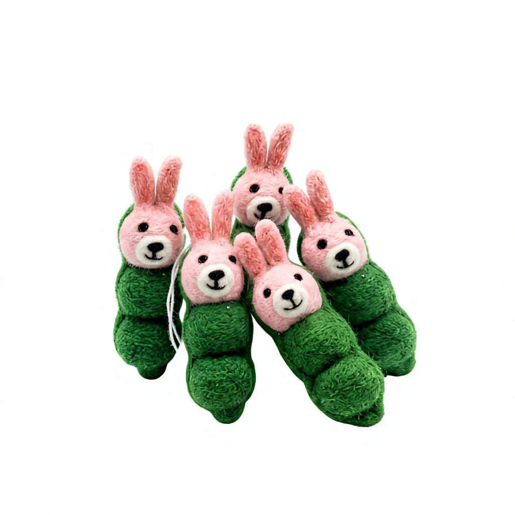 Felt Wool Bunny Pea Pod Ornament Cartoon Animal Wall Hanging Christmas Decoration – handmade by Best Himalaya
