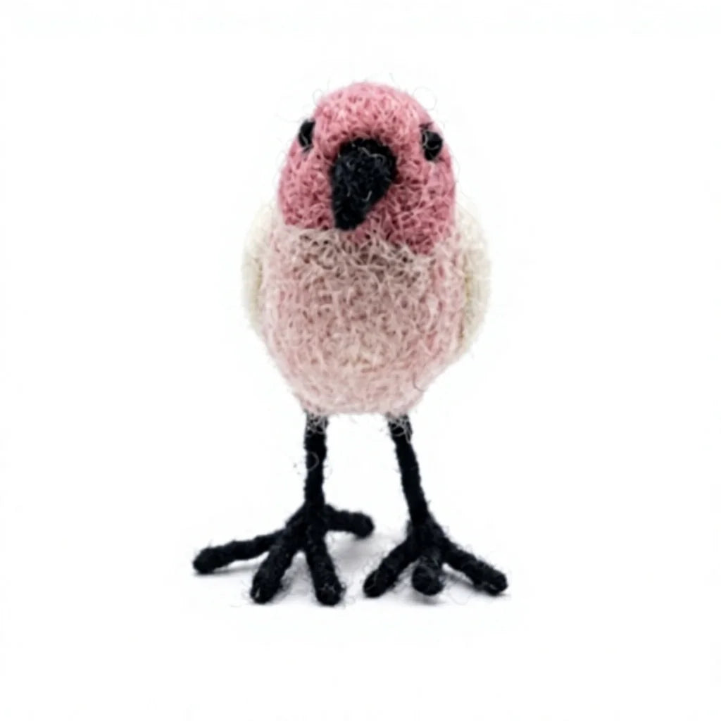 Felt Wool Bird Ornament Small Pink White Christmas Decoration – view 3