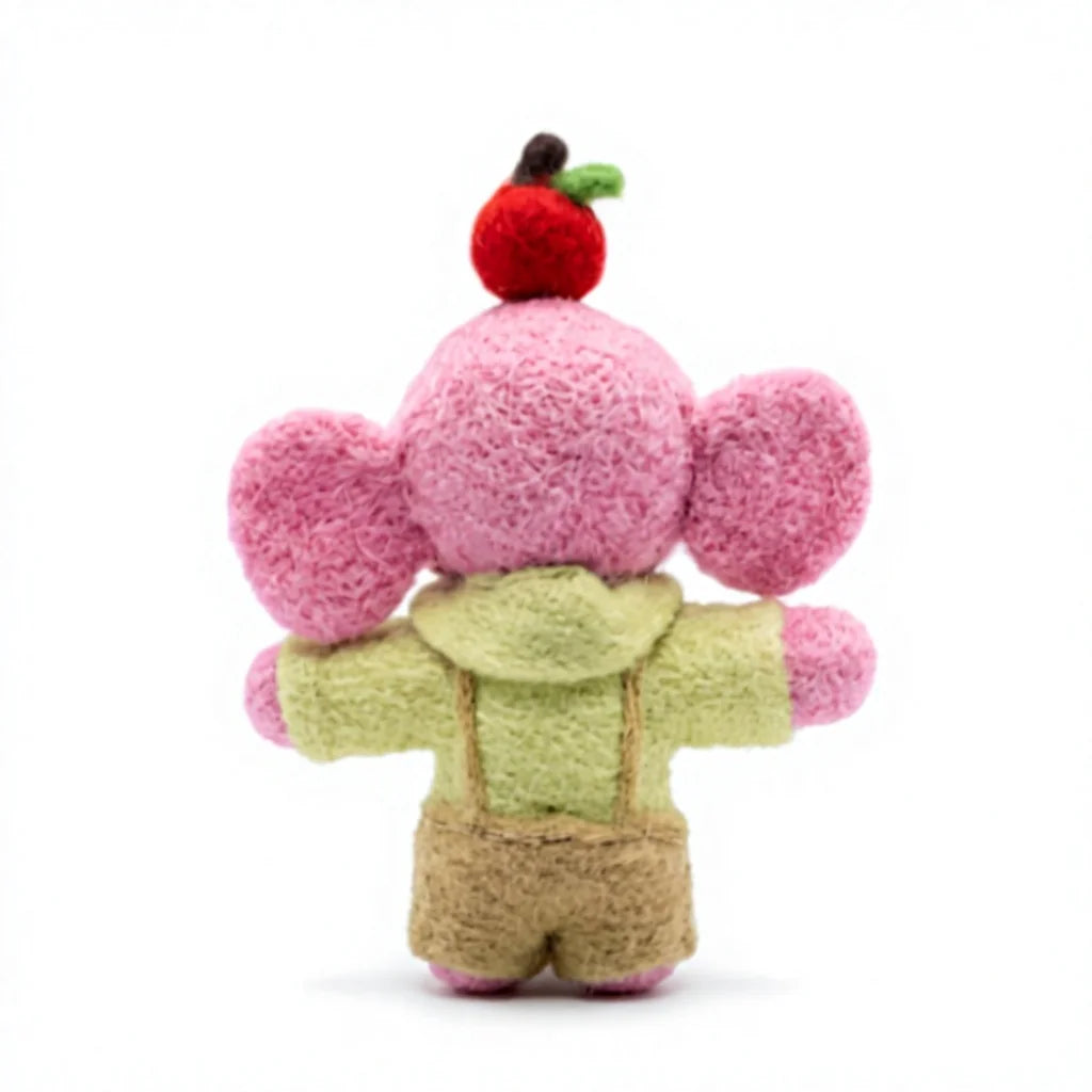 Felt Wool Christmas Ornament with Cherry Crown Handmade Cartoon Animal Decor – view 4