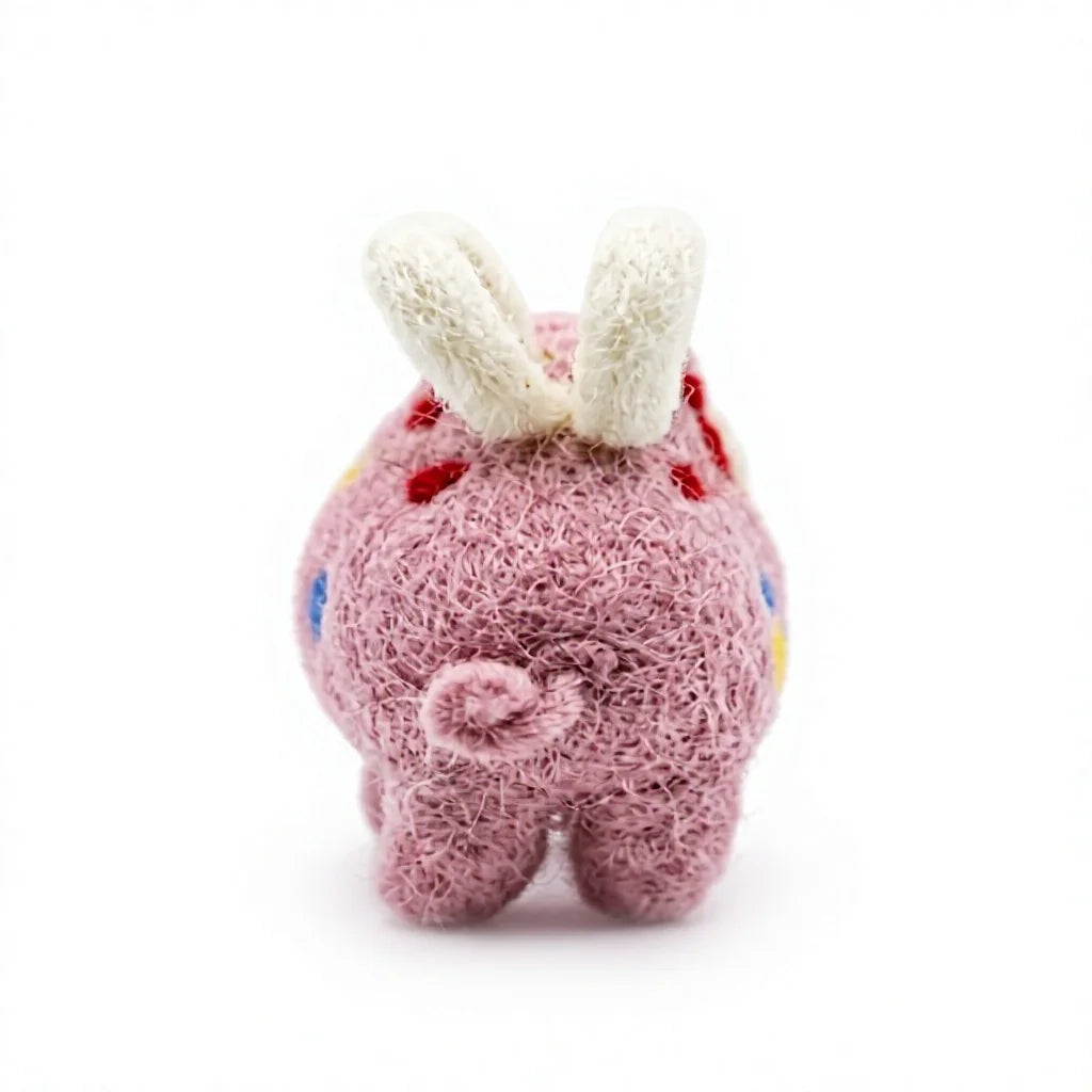Felt Wool Pig Ornament Pink Multi Color Polka Dot Cartoon Animal Christmas Decoration – view 4