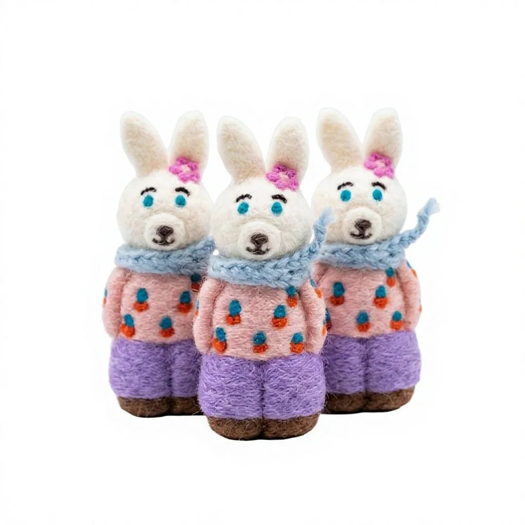 Felt Wool Bunny Christmas Ornament Cartoon Animal Decor Small Indoor Decor – handmade by Best Himalaya