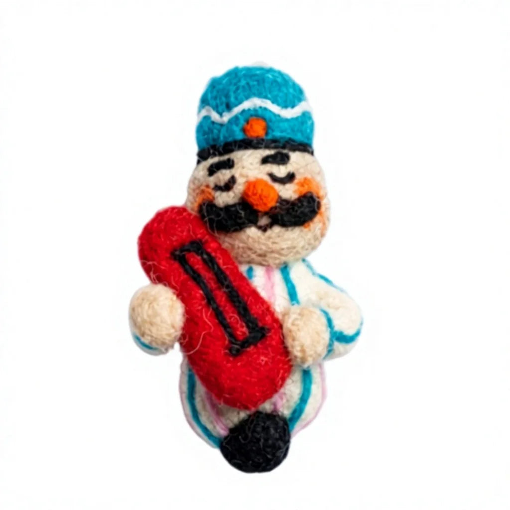 Felt Wool Snowman Soldier Christmas Ornament with Drum Traditional Holiday Tree Decoration Small Indoor Decor – view 2