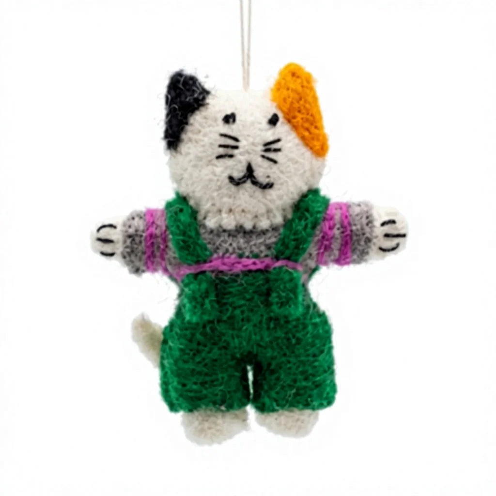 Felt Wool Christmas Faux Fur Cat Doll Ornament – view 2