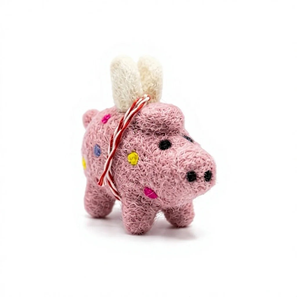 Felt Wool Pig Ornament Pink Multi Color Polka Dot Cartoon Animal Christmas Decoration – view 2