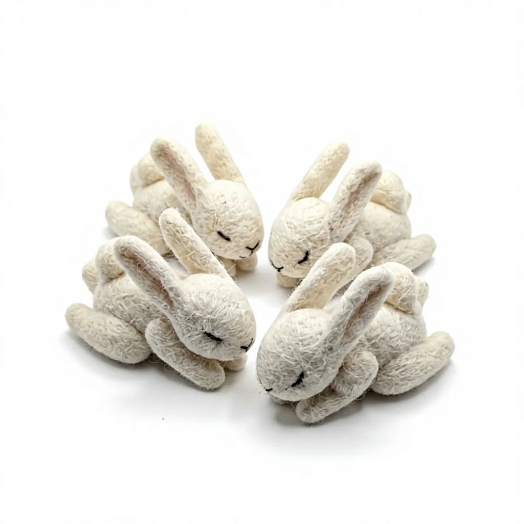 Felt Wool Sleeping Bunny Small Animal Shape Christmas Decoration Indoor Cute Style Tabletop Mount – handmade by Best Himalaya