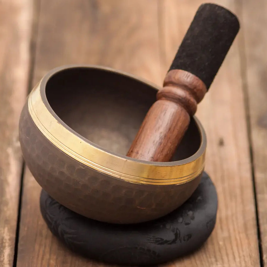 Hand Beaten Singing Bowl in Black Color Designed For Chakra Healing - Best Himalaya