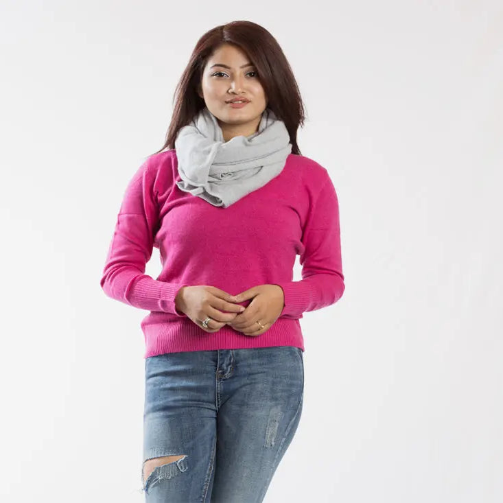 Hand Knitted Long White Pure Pashmina Scarf - Best HimalayaBest Himalaya