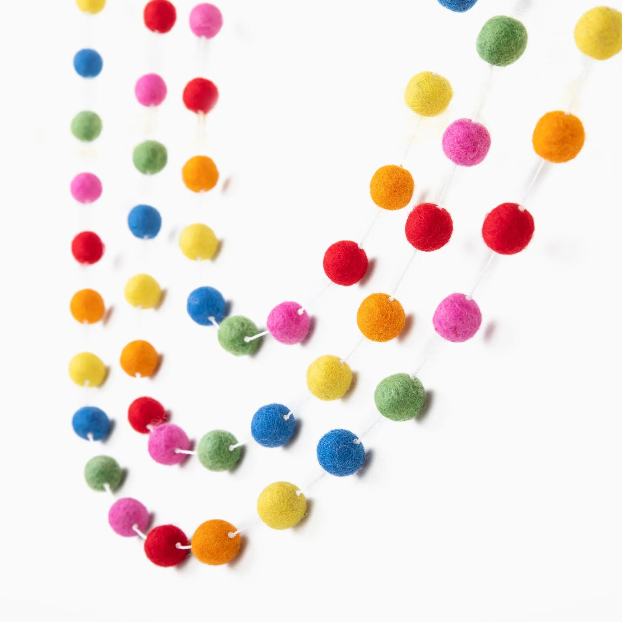 Handcrafted Wool Felt Ball Garlands Vibrant Rainbow Colors 2 to 6 Meters in Length Perfect for Christmas Tree Decoration - Best HimalayaBest Himalaya