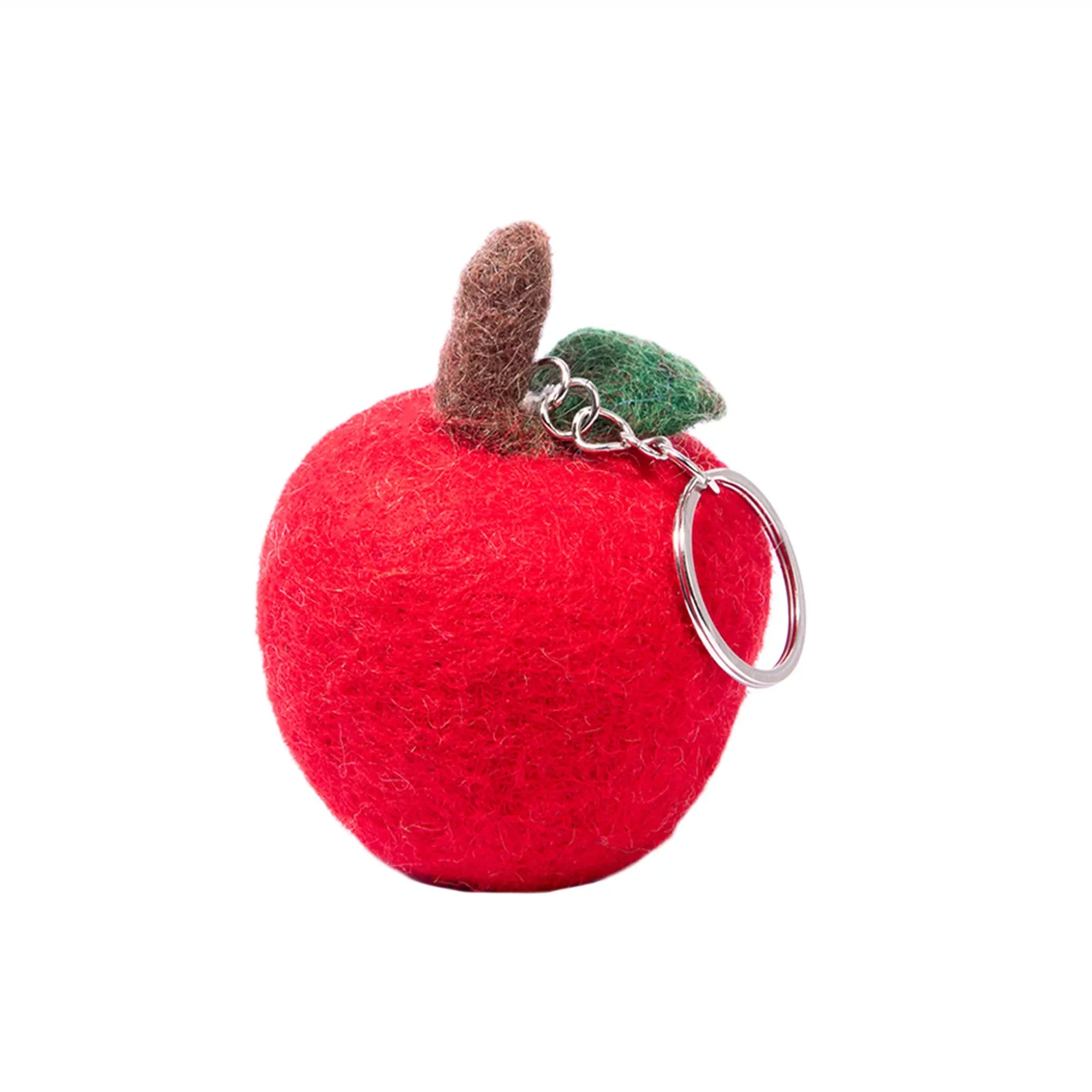 Handmade Felt Smiley Apple Keyring – Colorful Keychain – Cute Gift or Bag Accessory Best Himalaya