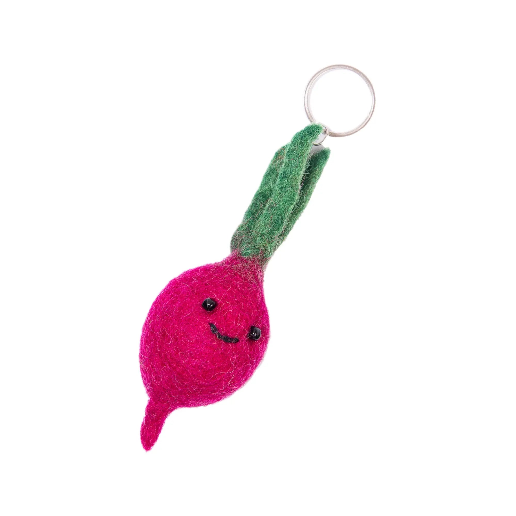 Handmade Felt Smiley Beetroot Keyring – Colorful Keychain – Cute Gift or Bag Accessory Best Himalaya