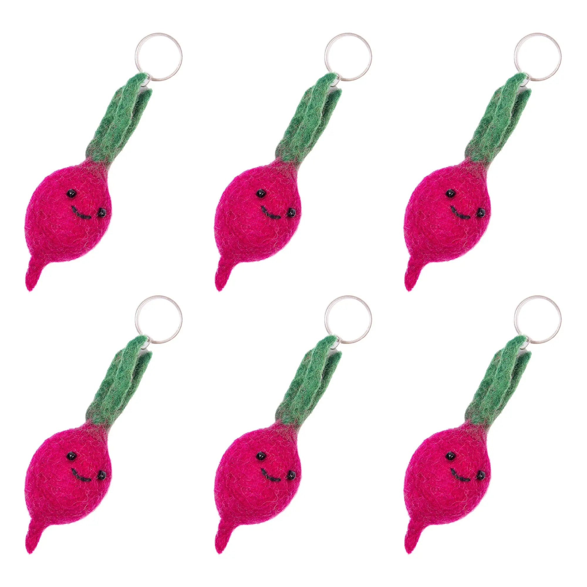 Handmade Felt Smiley Beetroot Keyring – Colorful Keychain – Cute Gift or Bag Accessory Best Himalaya