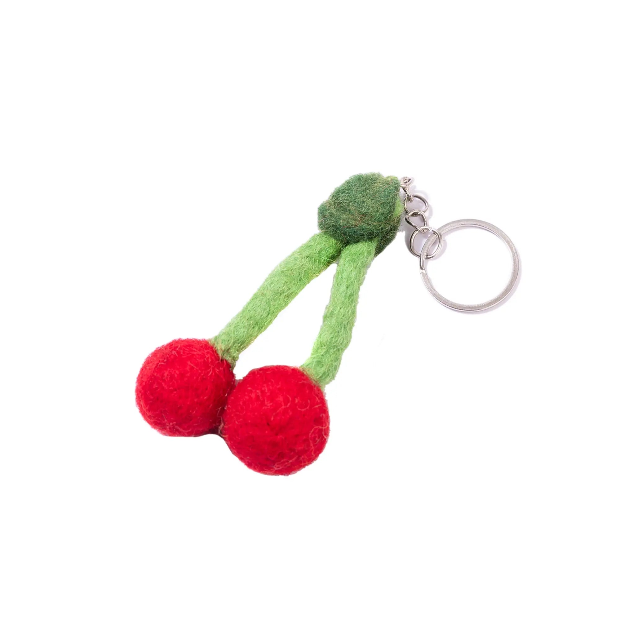 Handmade Felt Smiley Cherry Keyring – Colorful Keychain – Cute Gift or Bag Accessory Best Himalaya