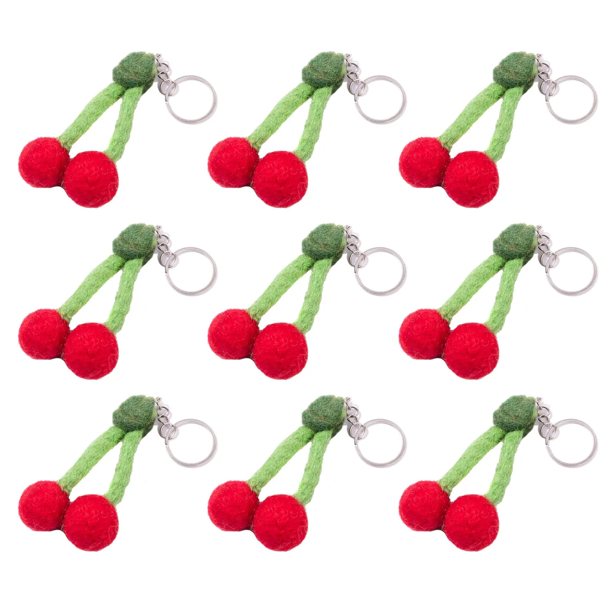 Handmade Felt Smiley Cherry Keyring – Colorful Keychain – Cute Gift or Bag Accessory Best Himalaya