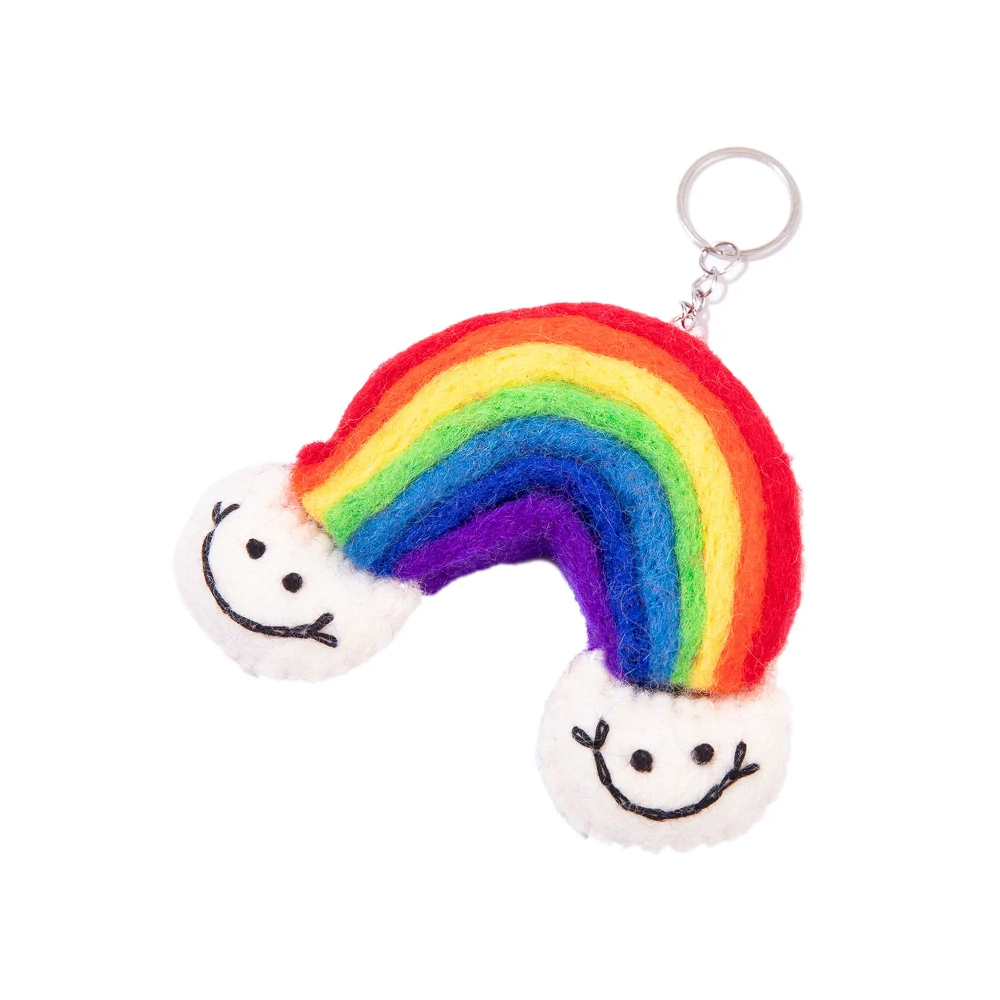 Handmade Felt Smiley Rainbow Keyring – Colorful Keychain – Cute Gift or Bag Accessory Best Himalaya
