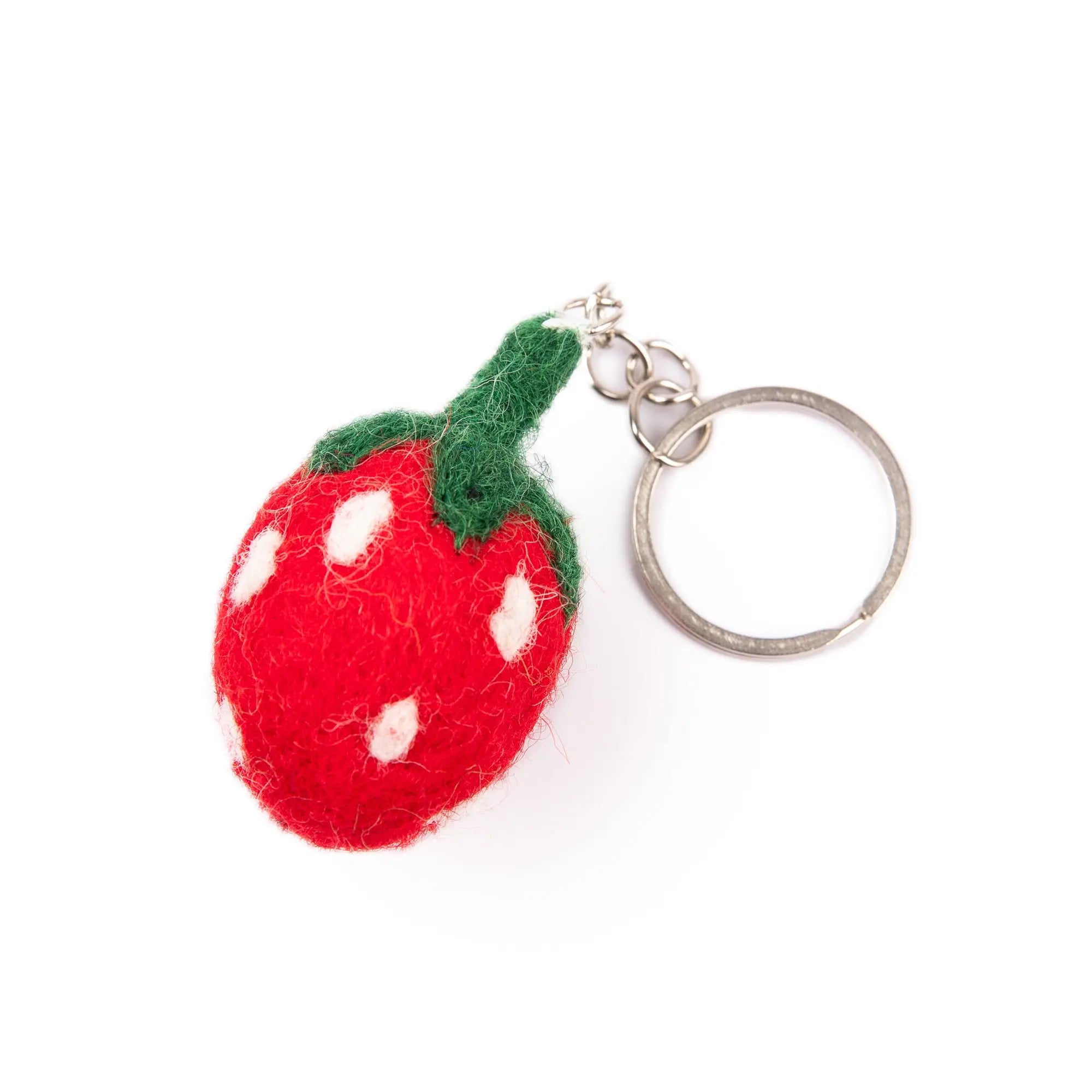 Handmade Felt Smiley Strawberry Keyring – Colorful Keychain – Cute Gift or Bag Accessory Best Himalaya