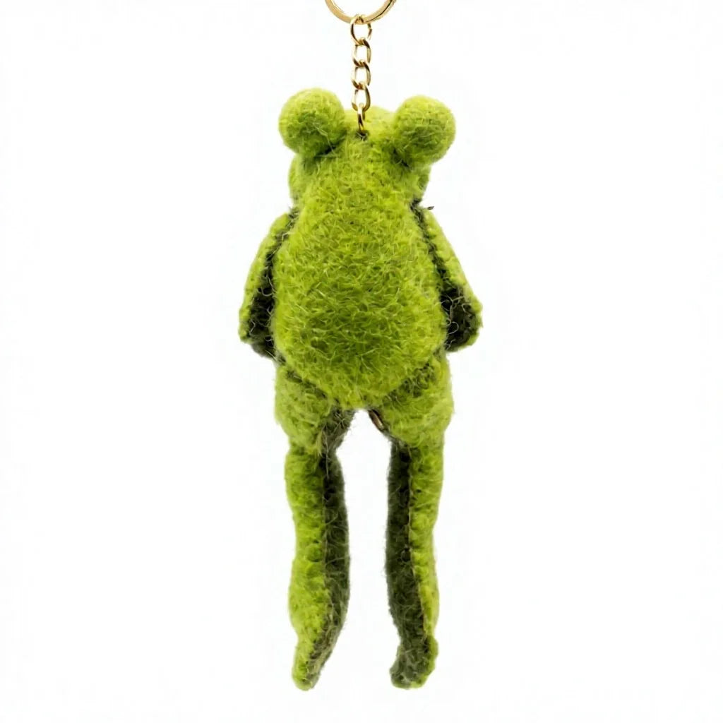 Felt Wool Frog Keychain with Flower Ornament Small Cartoon Animal Decorative – view 4