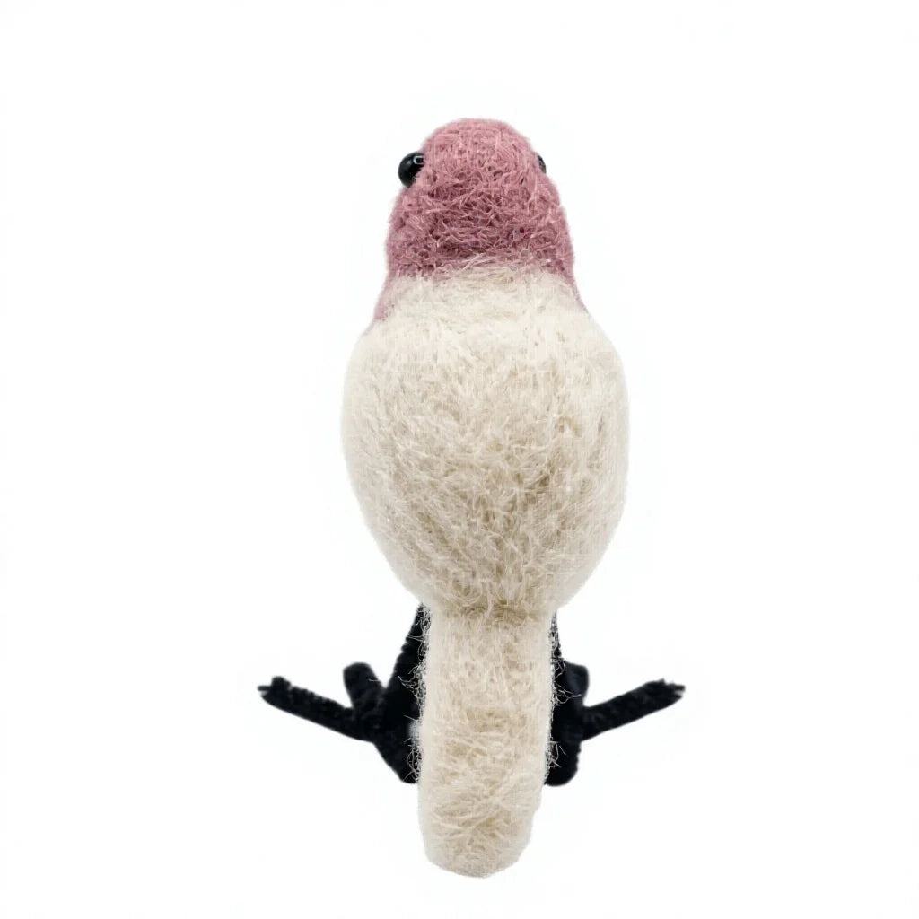 Felt Wool Bird Ornament Small Pink White Christmas Decoration – view 4