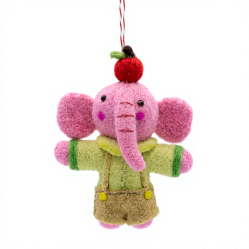 Felt Wool Christmas Ornament with Cherry Crown Handmade Cartoon Animal Decor – view 3