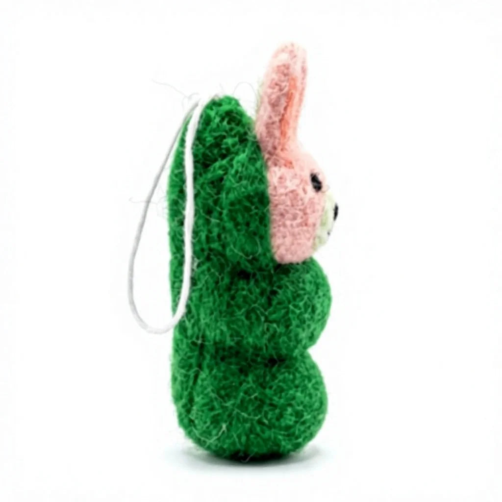 Felt Wool Bunny Pea Pod Ornament Cartoon Animal Wall Hanging Christmas Decoration – view 3