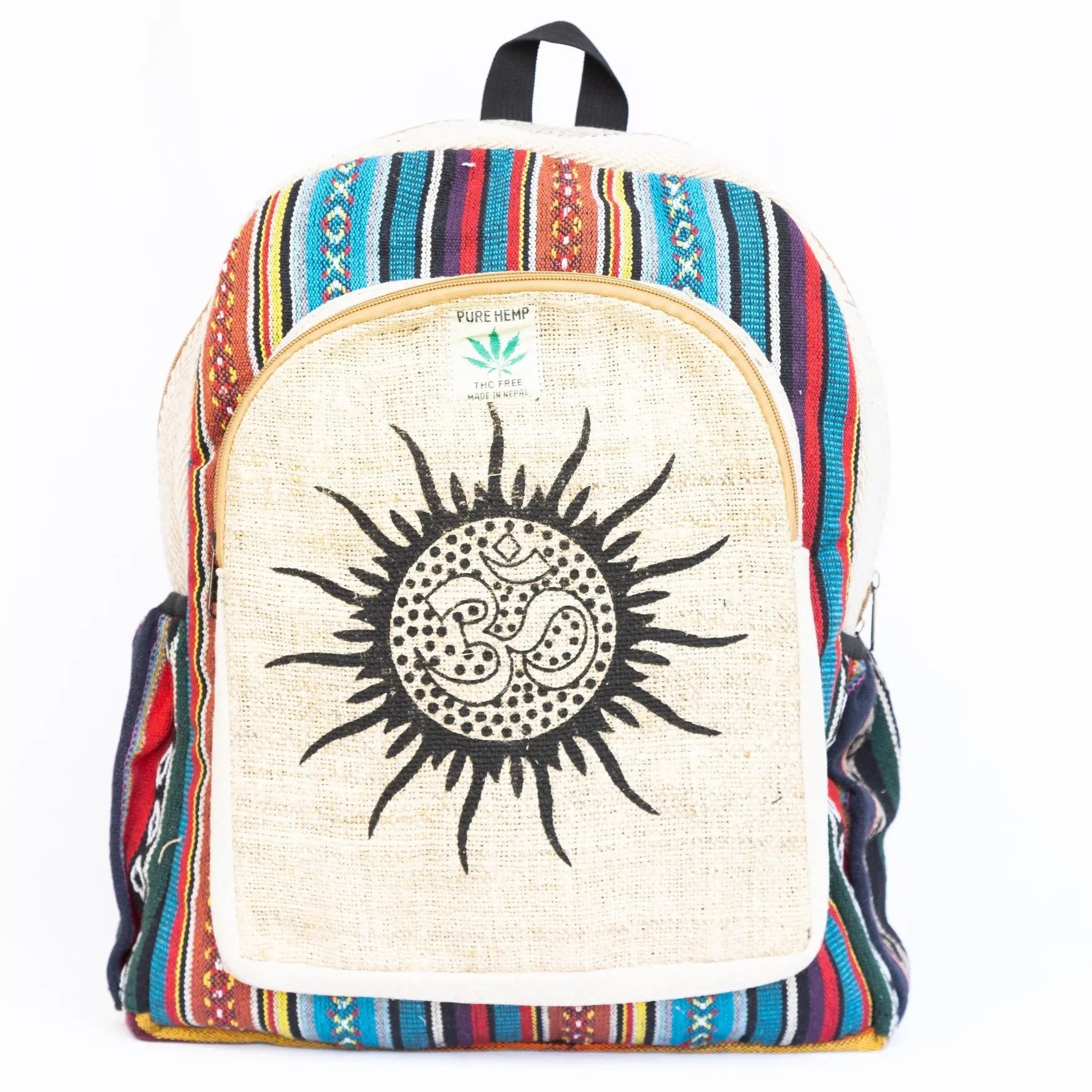 Hemp Backpack Sun & Ohm Needled Pattern - Best Himalaya