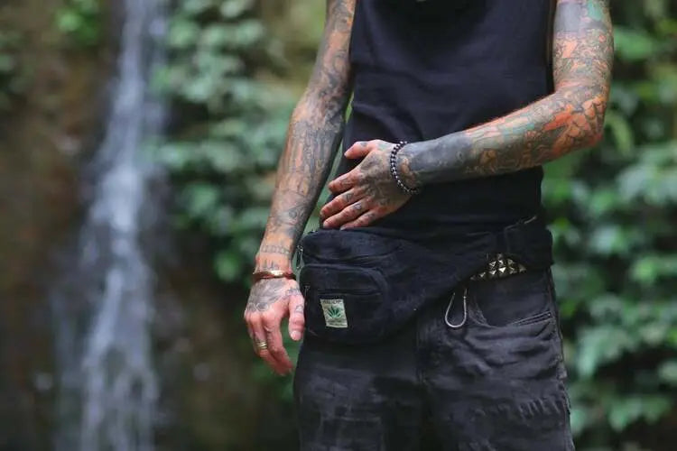 Hemp Made Multipurpose Black Utility Waist Bag Best Himalaya