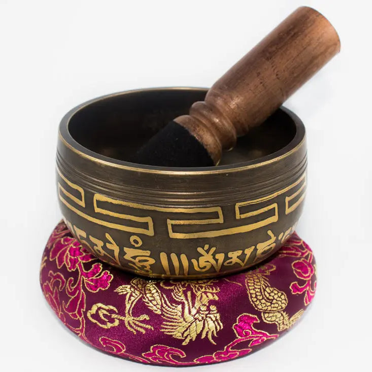 High Quality Antique Tibetan Singing Bowl Buddhist Mantra Carved Design - Best HimalayaBest Himalaya