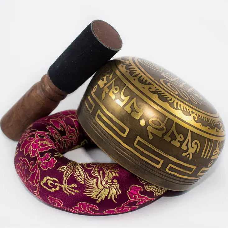 High Quality Antique Tibetan Singing Bowl Buddhist Mantra Carved Design - Best HimalayaBest Himalaya