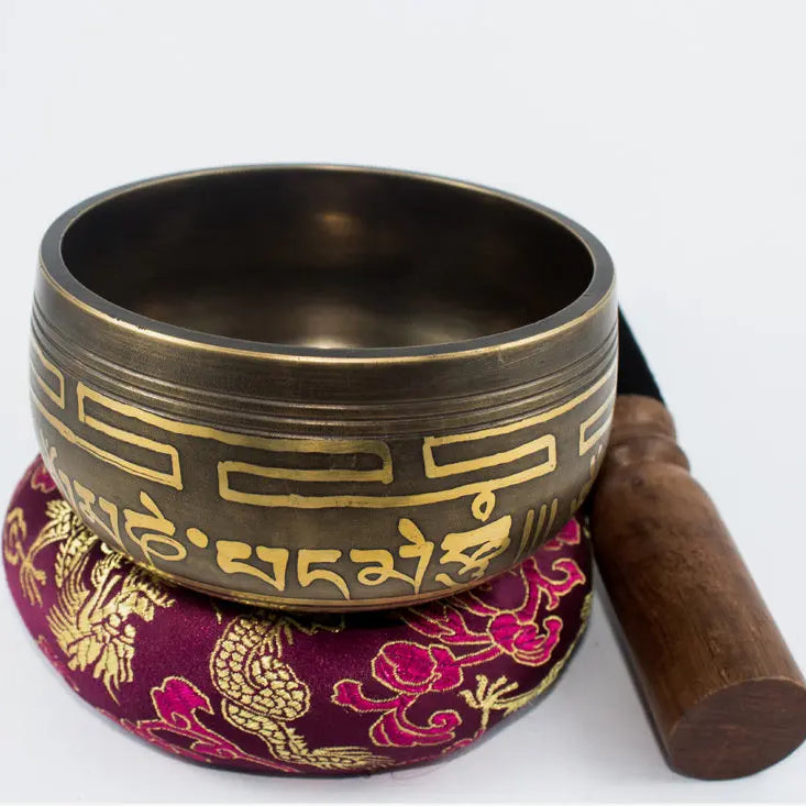 High Quality Antique Tibetan Singing Bowl Buddhist Mantra Carved Design - Best HimalayaBest Himalaya