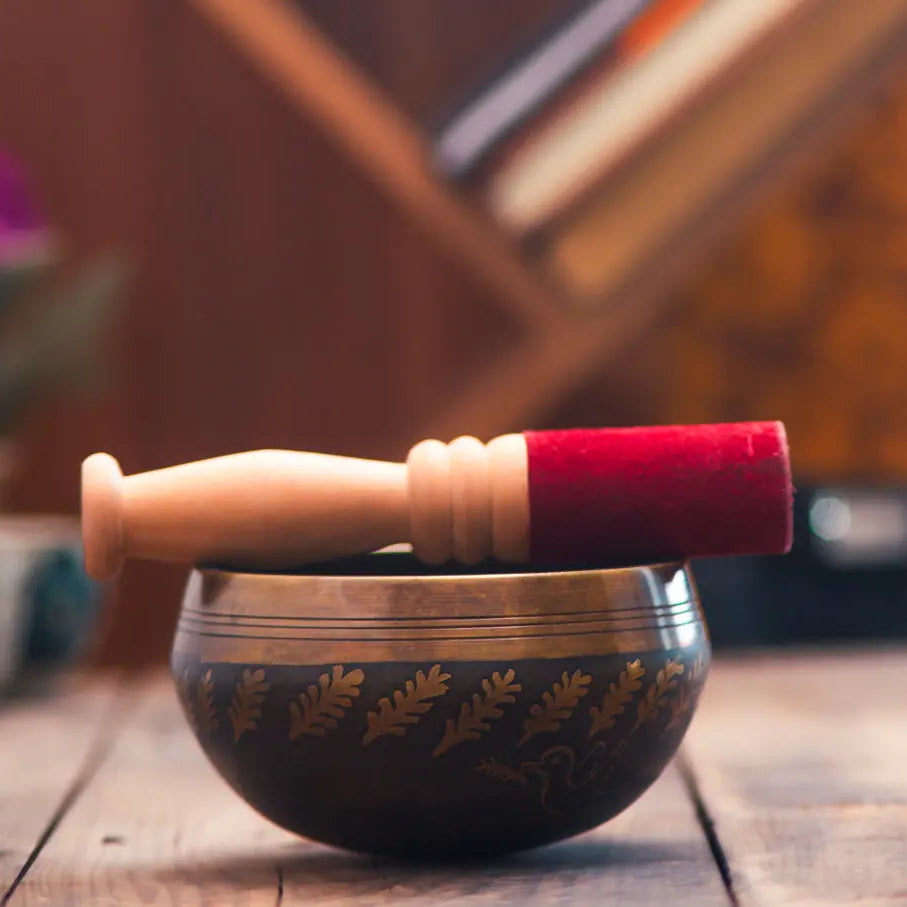 Leaf & Birds Design Carved Singing Bowl - Best Himalaya