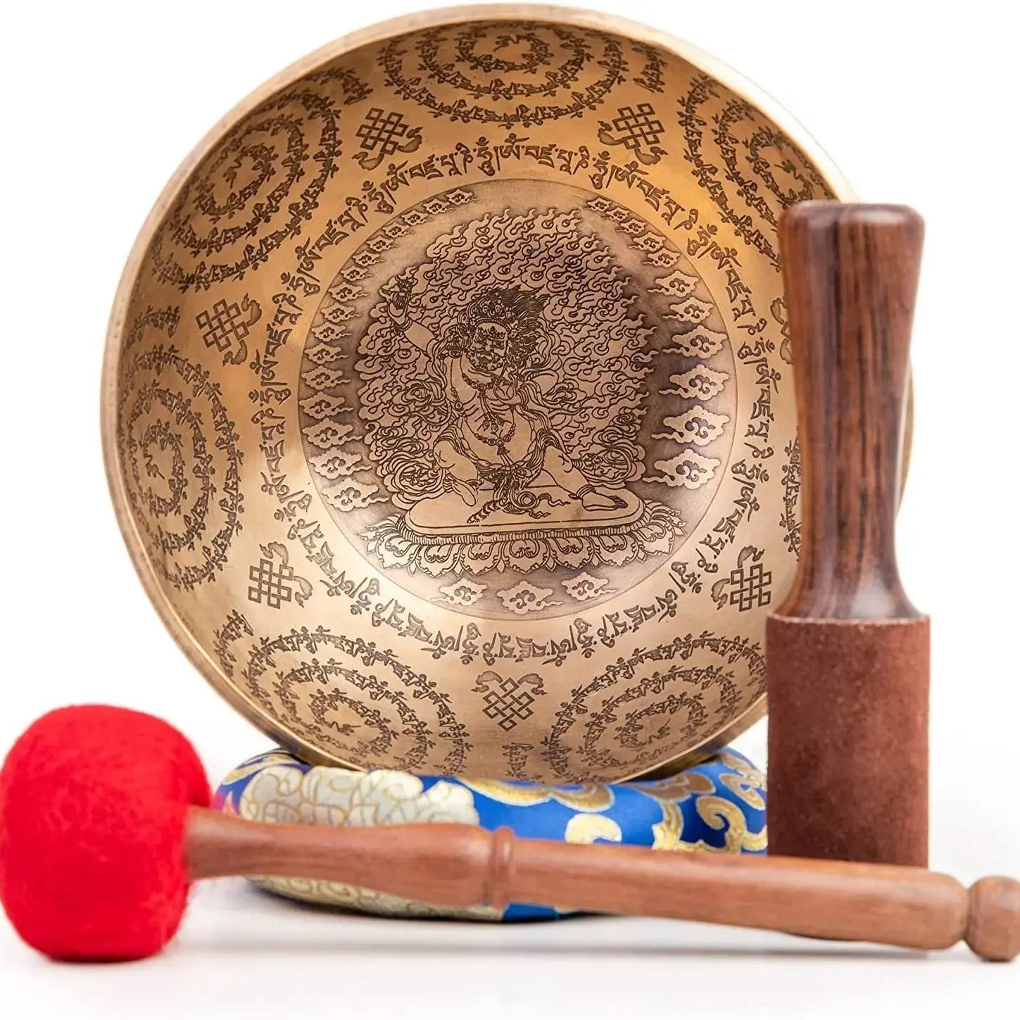 Large Tibetan Singing Bowl Set - 9" Master Healing Grade For Sound Bath Chakra 7 Metal Meditation Yoga By Himalayan Bazaar - Himalayan Bazaar