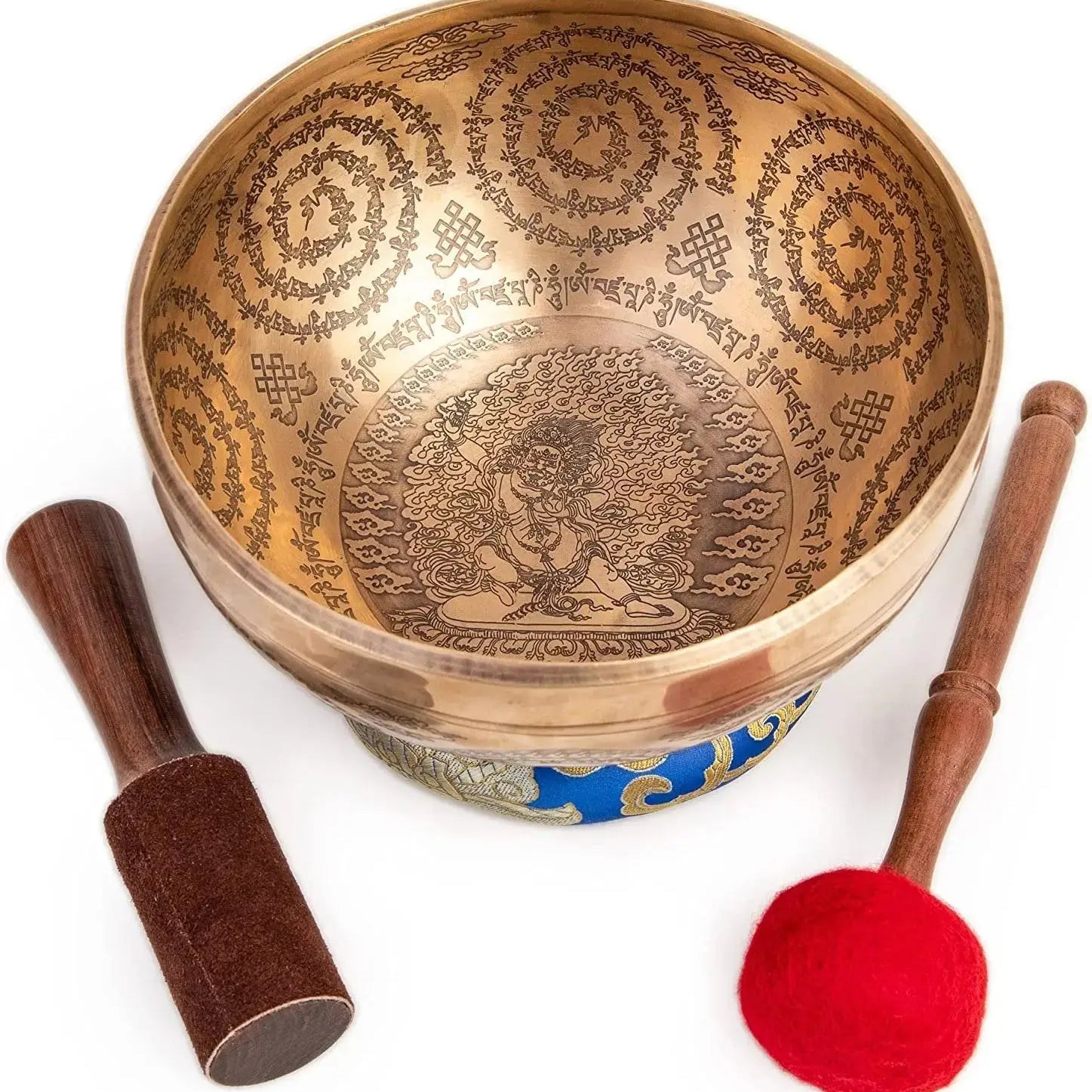Large Tibetan Singing Bowl Set - 9" Master Healing Grade For Sound Bath Chakra 7 Metal Meditation Yoga By Himalayan Bazaar - Himalayan Bazaar