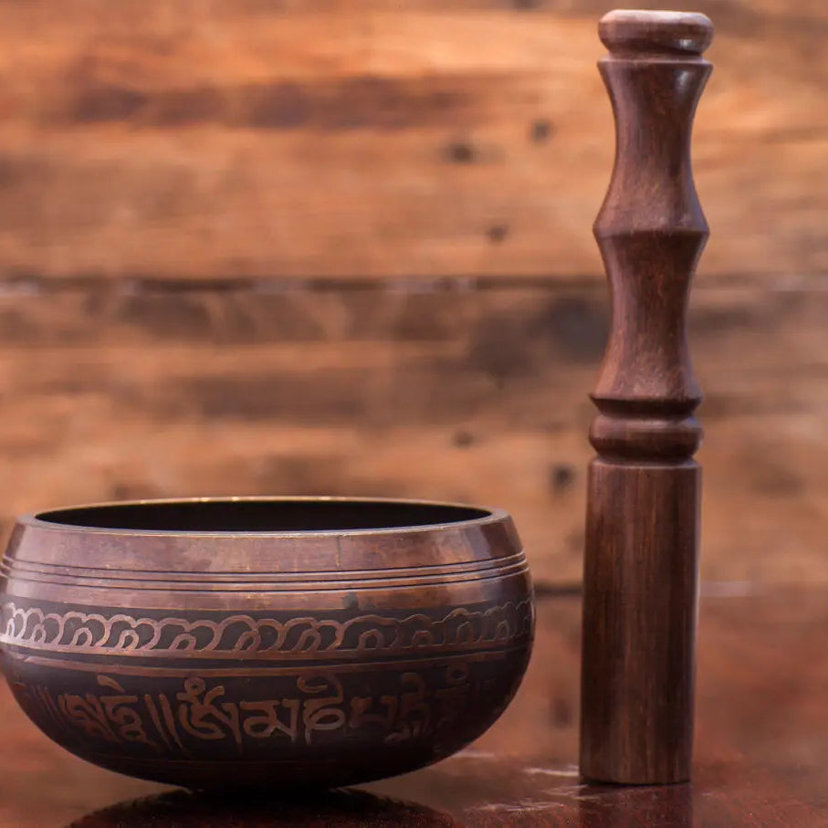 Matte Black Singing Bowls & Round Cushion Serenity in Sound - Best Himalaya
