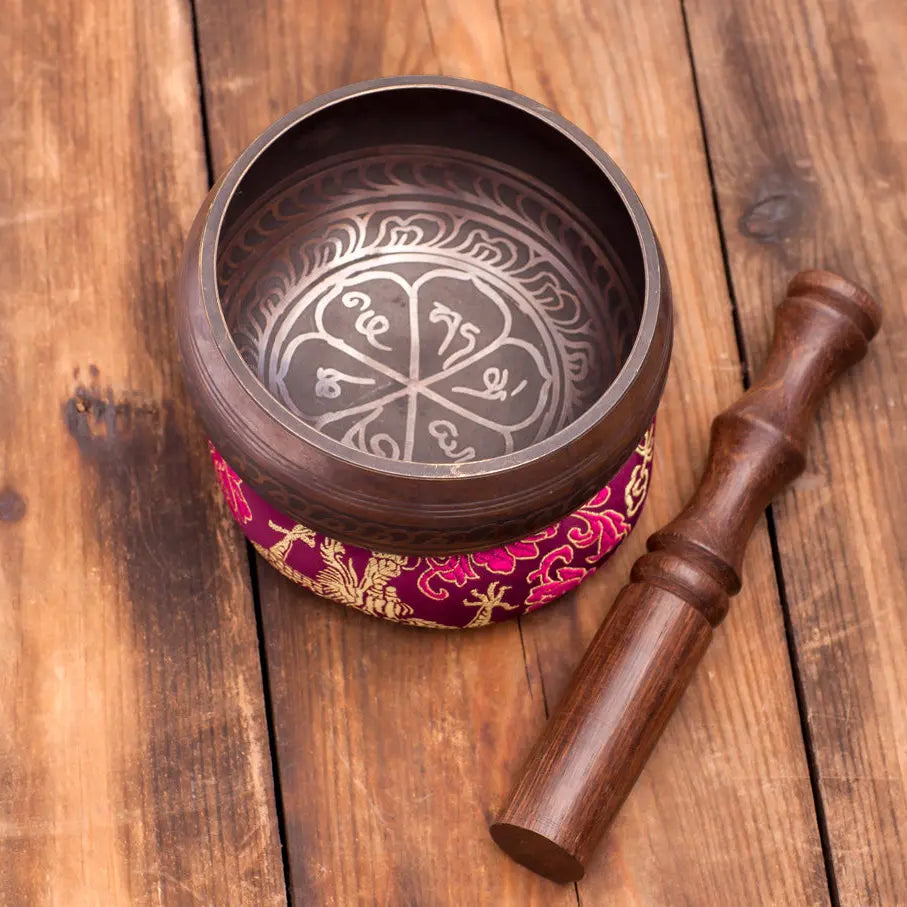 Matte Black Singing Bowls & Round Cushion Serenity in Sound - Best Himalaya