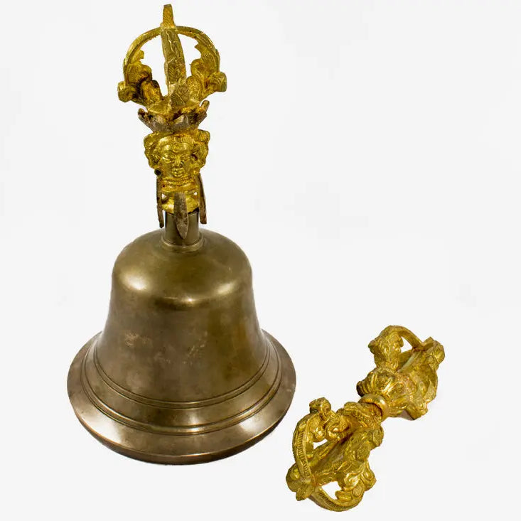 Nepal Anique plain Tibetan bell and dorje set - Best HimalayaBest Himalaya
