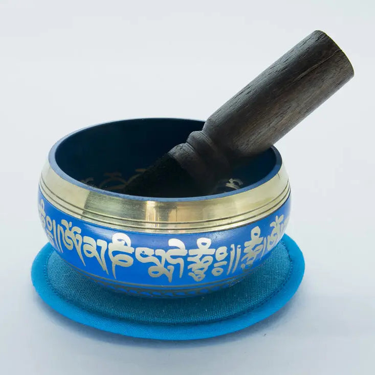 Nepal Handmade Tibetan Blue Mat Set Singing Bowl - Best HimalayaBest Himalaya
