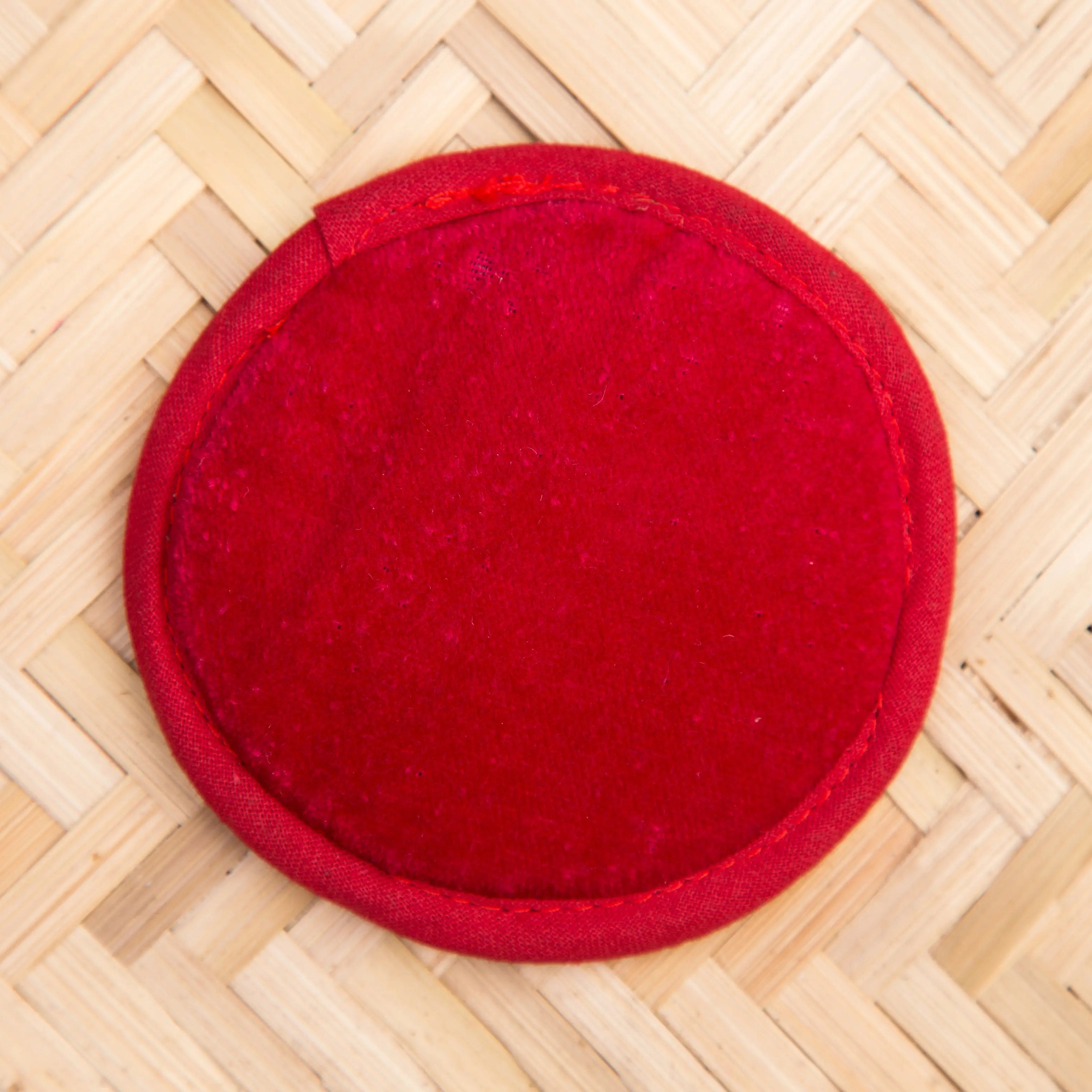 Ohm Knitted Red Singing Bowl Cushion - Best HimalayaBest Himalaya