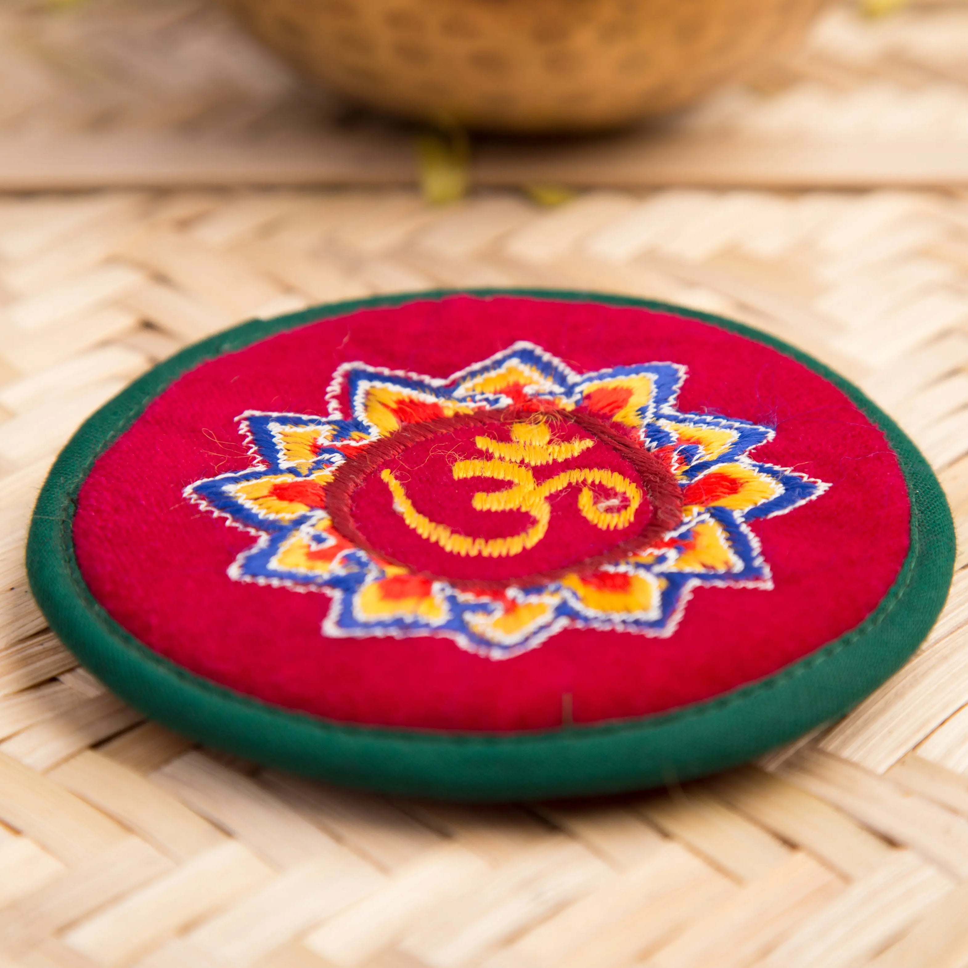 Ohm Knitted Singing Bowl Round Cushion - Best HimalayaBest Himalaya