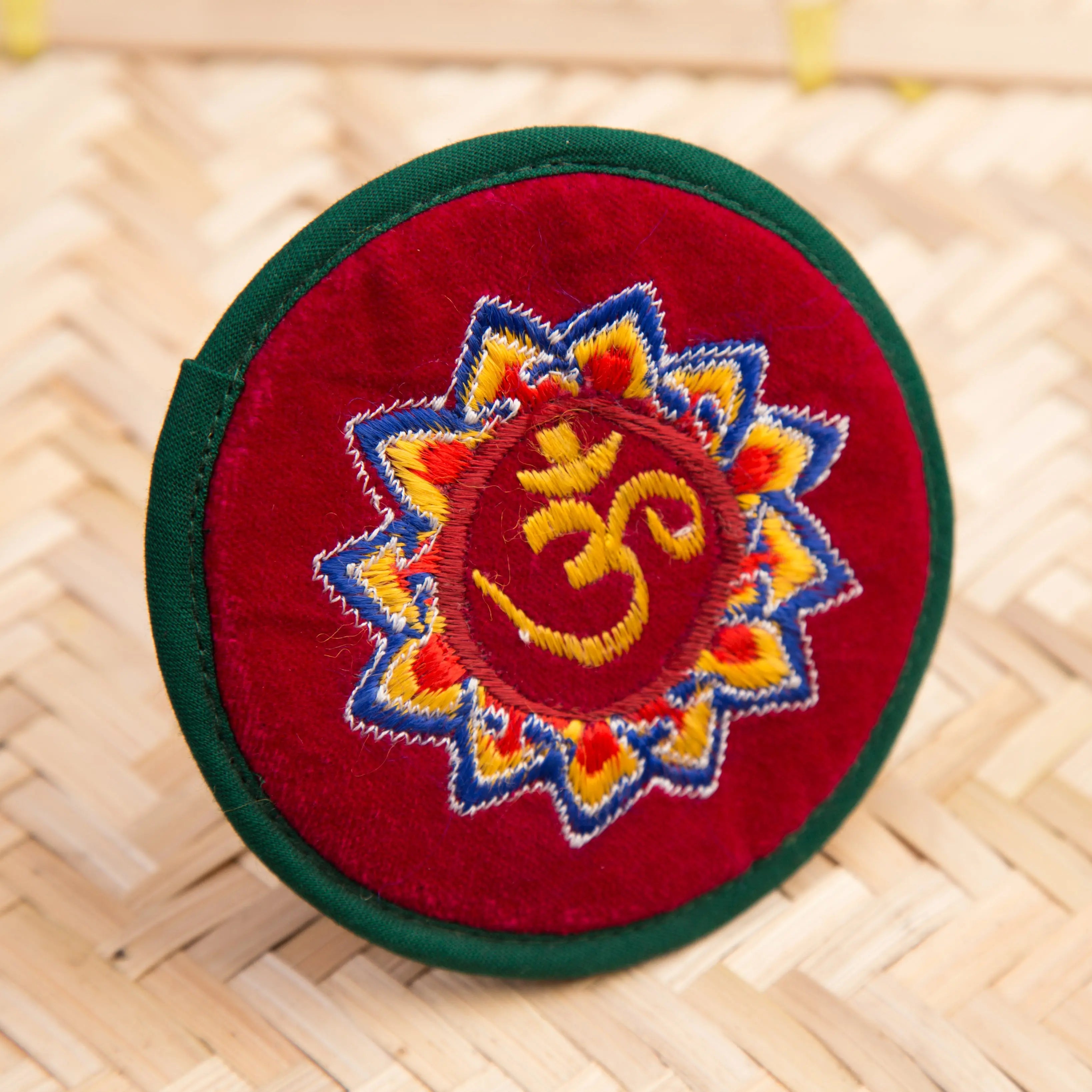 Ohm Knitted Singing Bowl Round Cushion - Best HimalayaBest Himalaya