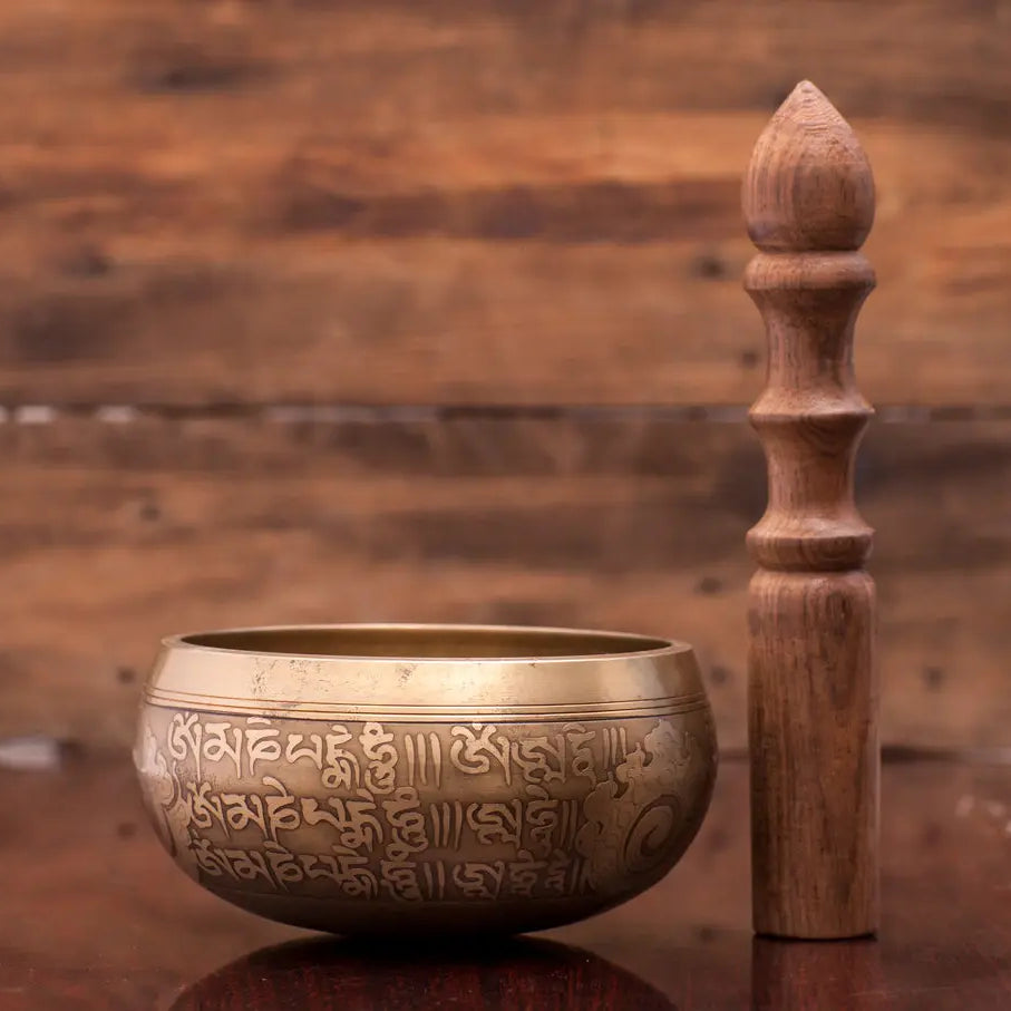 Ohm Mantra Carved Tibetan Singing Bowl Pillow Set - Best HimalayaBest Himalaya