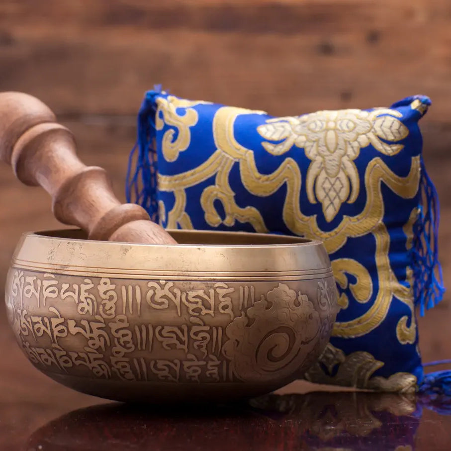 Ohm Mantra Carved Tibetan Singing Bowl Pillow Set - Best HimalayaBest Himalaya