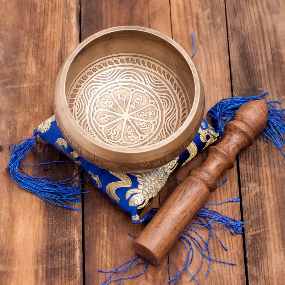 Ohm Mantra Carved Tibetan Singing Bowl Pillow Set - Best HimalayaBest Himalaya