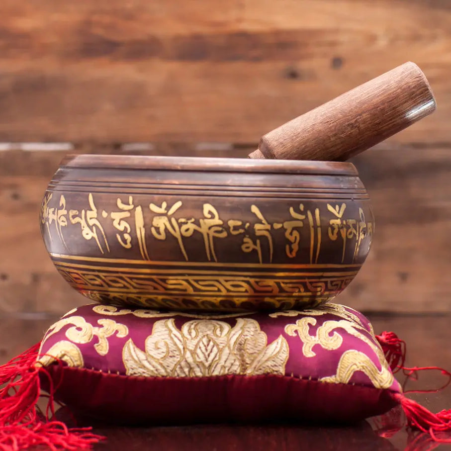 Premium Quality Singing Bowl Set with Stick and Cushion Pillow - Best Himalaya